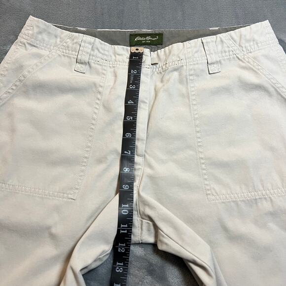 Eddie Bauer Mid Rise Cropped Straight Leg Cotton Khaki Pants Size 8 Outdoors - Picture 8 of 12